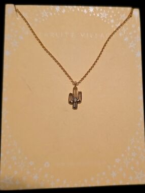 Goldtone Cactus Pendant Necklace